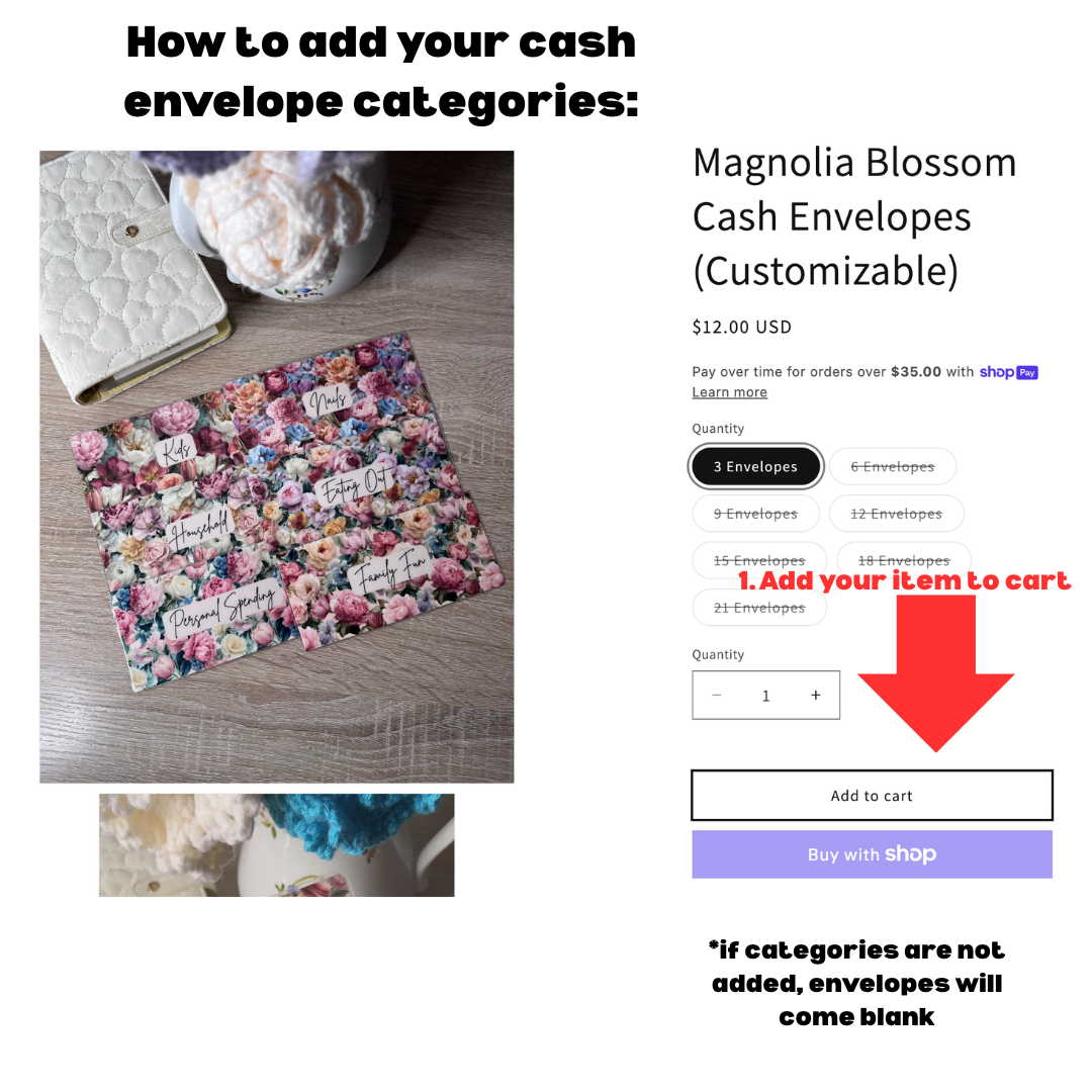 Magnolia Blossom Cash Envelopes (Customizable)