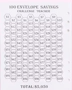 100 Envelopes Savings Challenge (3 Color Options)