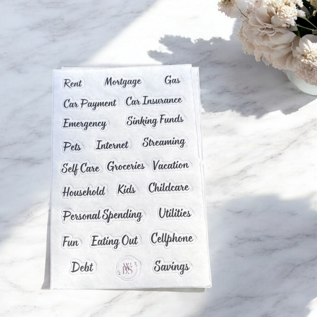 Cash Envelope Sticker Sheet