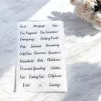 Cash Envelope Sticker Sheet